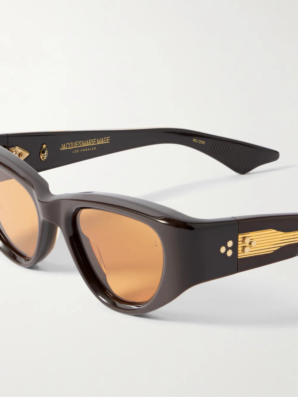 Close-up detail of the Jacques Marie Mage Seymour D-frame Acetate Sunglasses