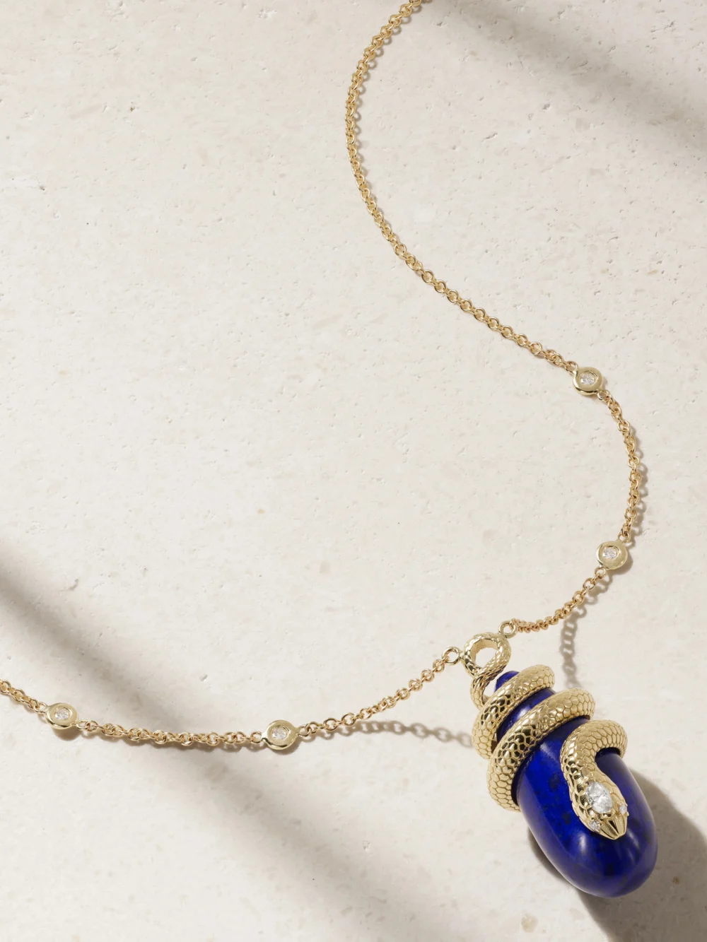 Jacquie Aiche 14-karat Gold, Diamond and Lapis Lazuli Necklace in blue