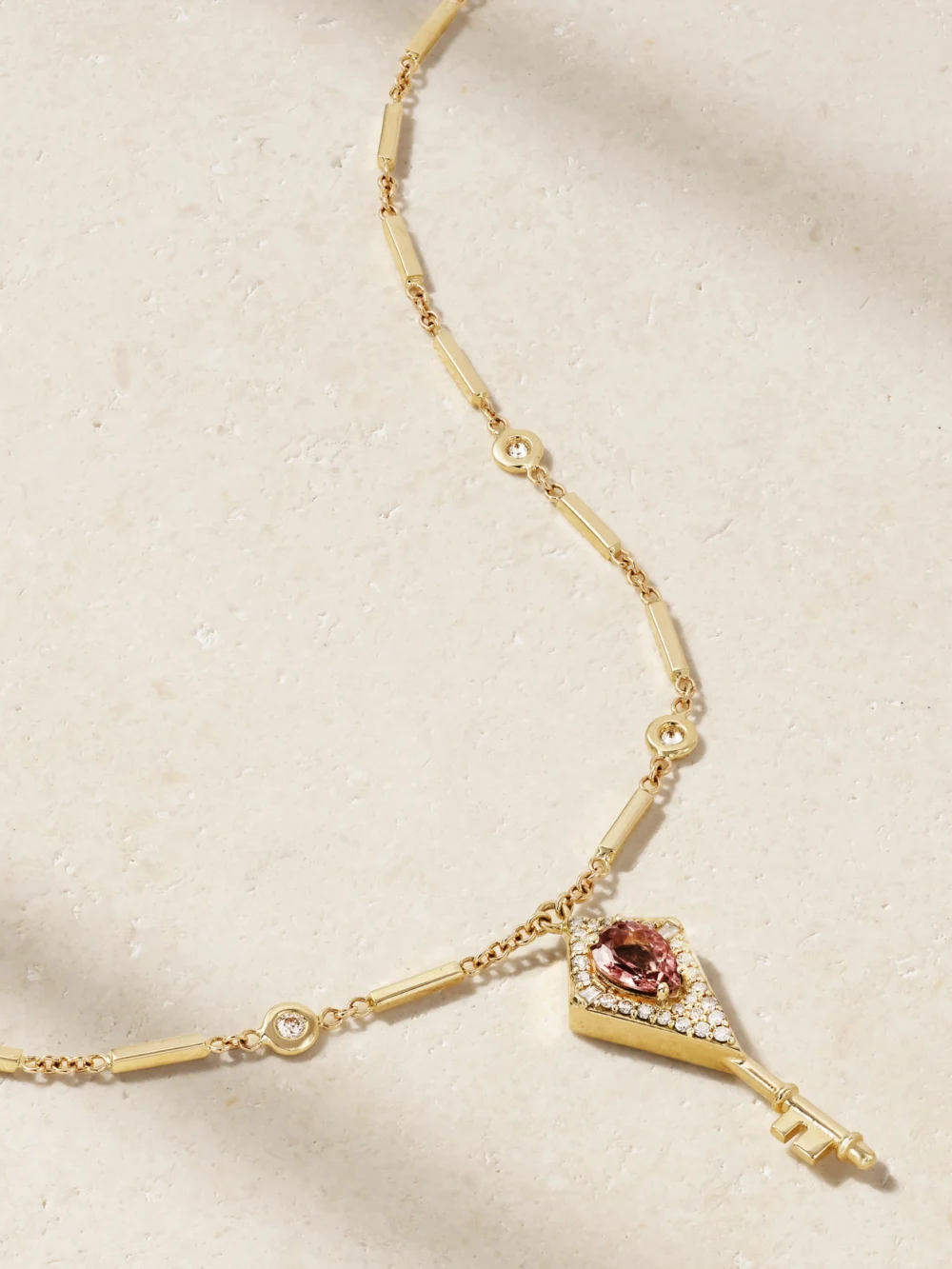 Jacquie Aiche 14-karat Gold, Diamond and Tourmaline Necklace