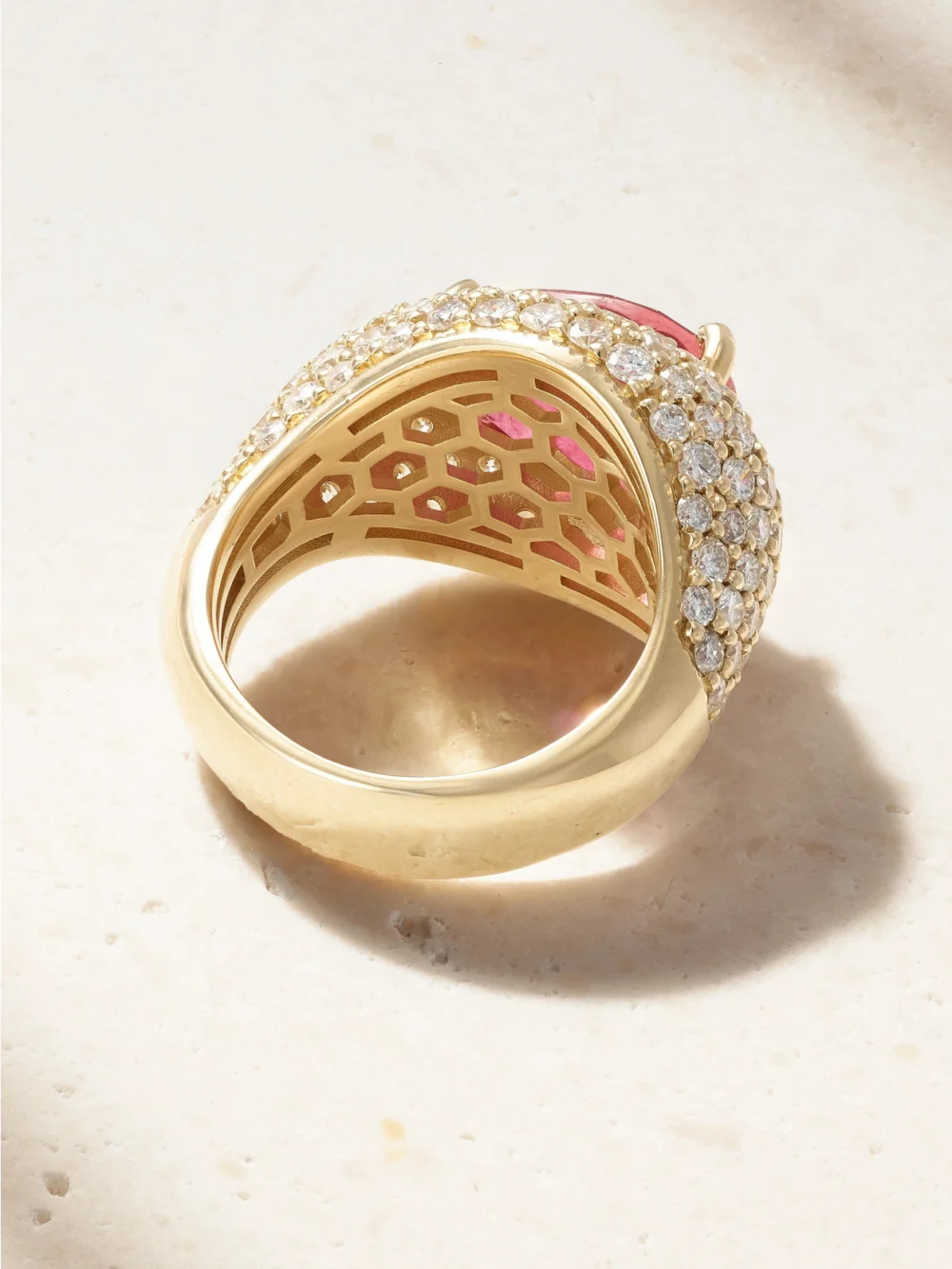 Back view of the Jacquie Aiche 14-karat Gold, Diamond and Tourmaline Ring
