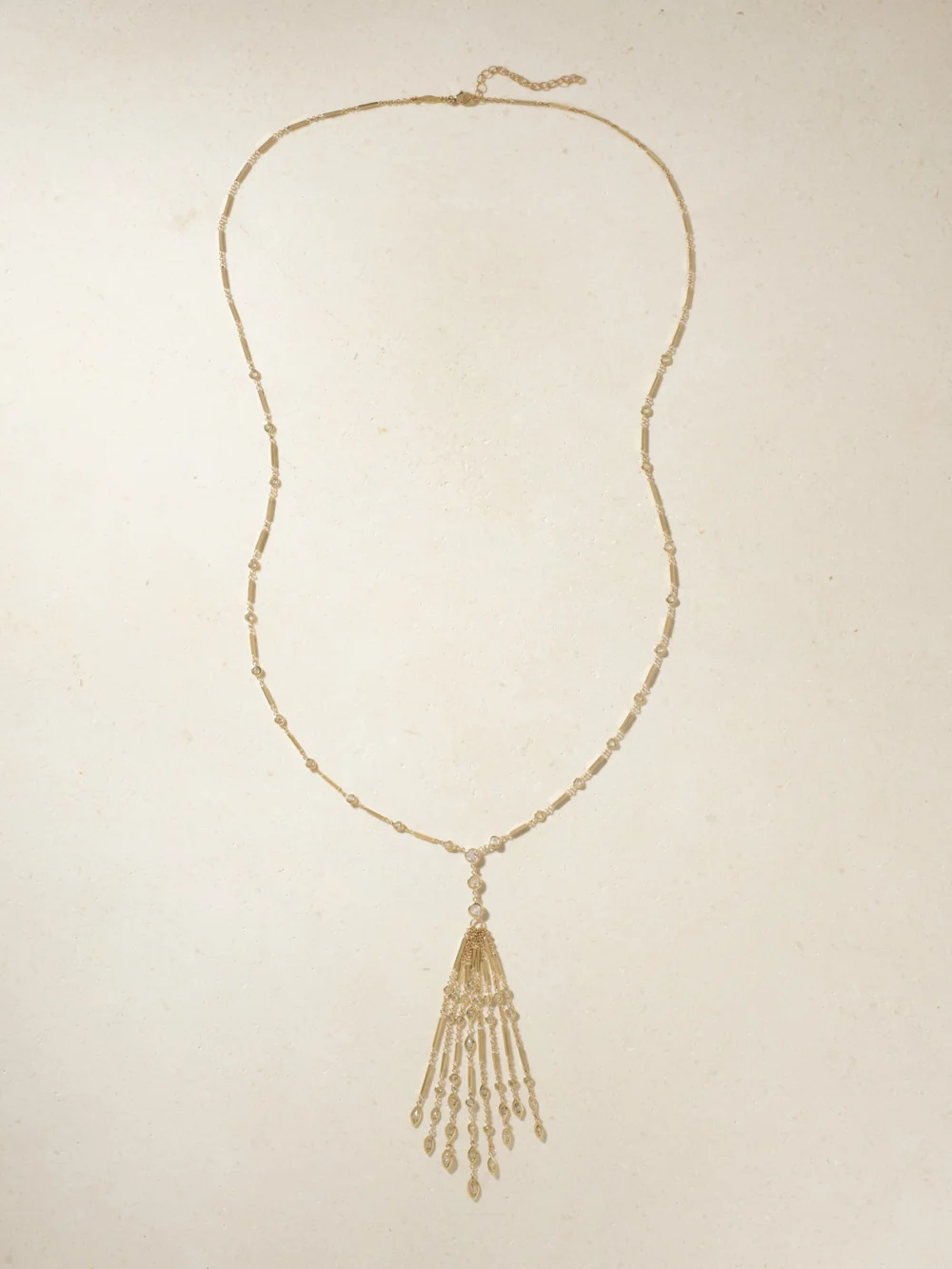 Close-up detail of the Jacquie Aiche 14-karat Gold Diamond Necklace