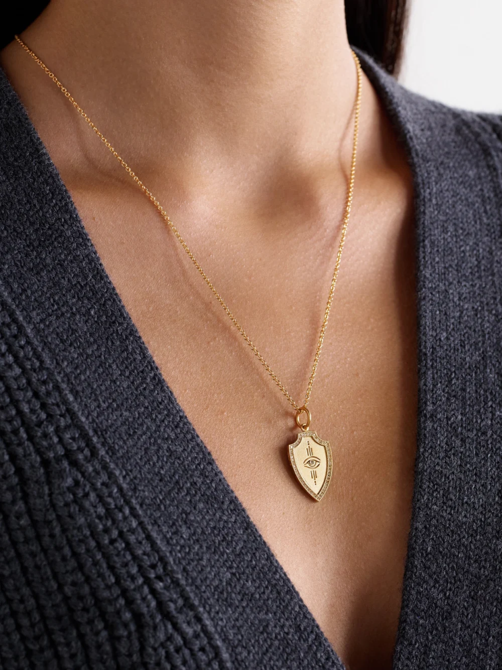 Jacquie Aiche 14-karat Gold Diamond Pendant, styled view