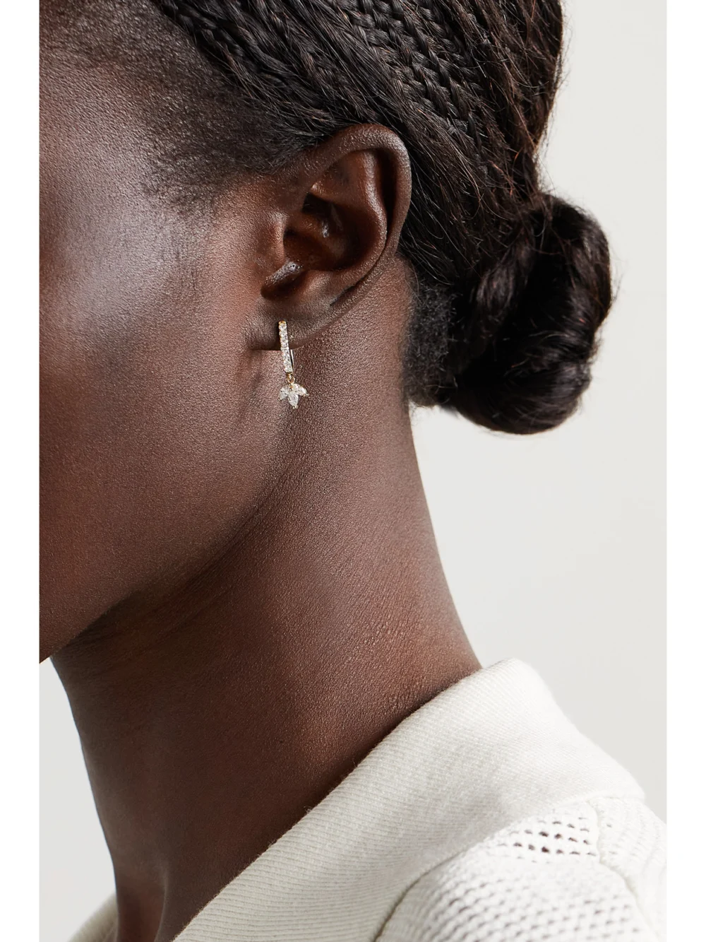 Jacquie Aiche 14-karat Gold Diamond Single Hoop Earring, styled view