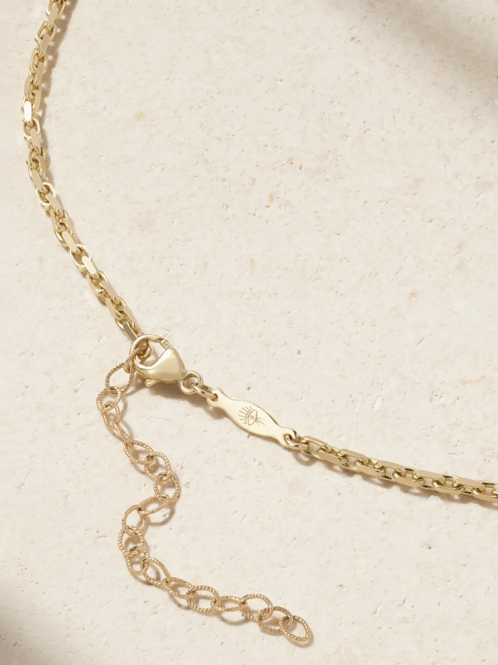 Back view of the Jacquie Aiche 14-karat Gold, Emerald and Diamond Necklace