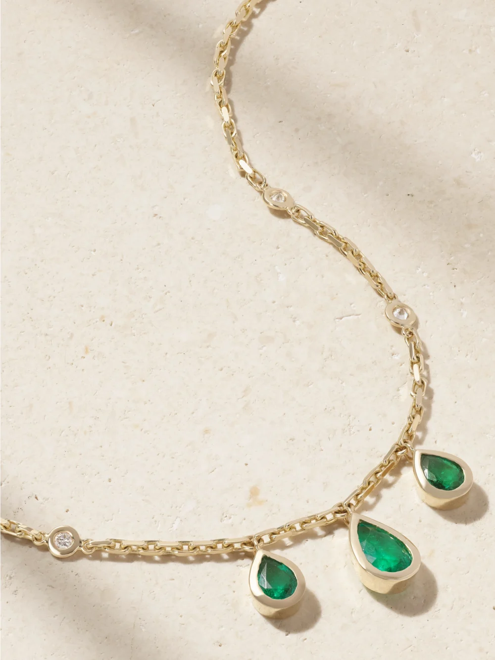 Jacquie Aiche 14-karat Gold, Emerald and Diamond Necklace