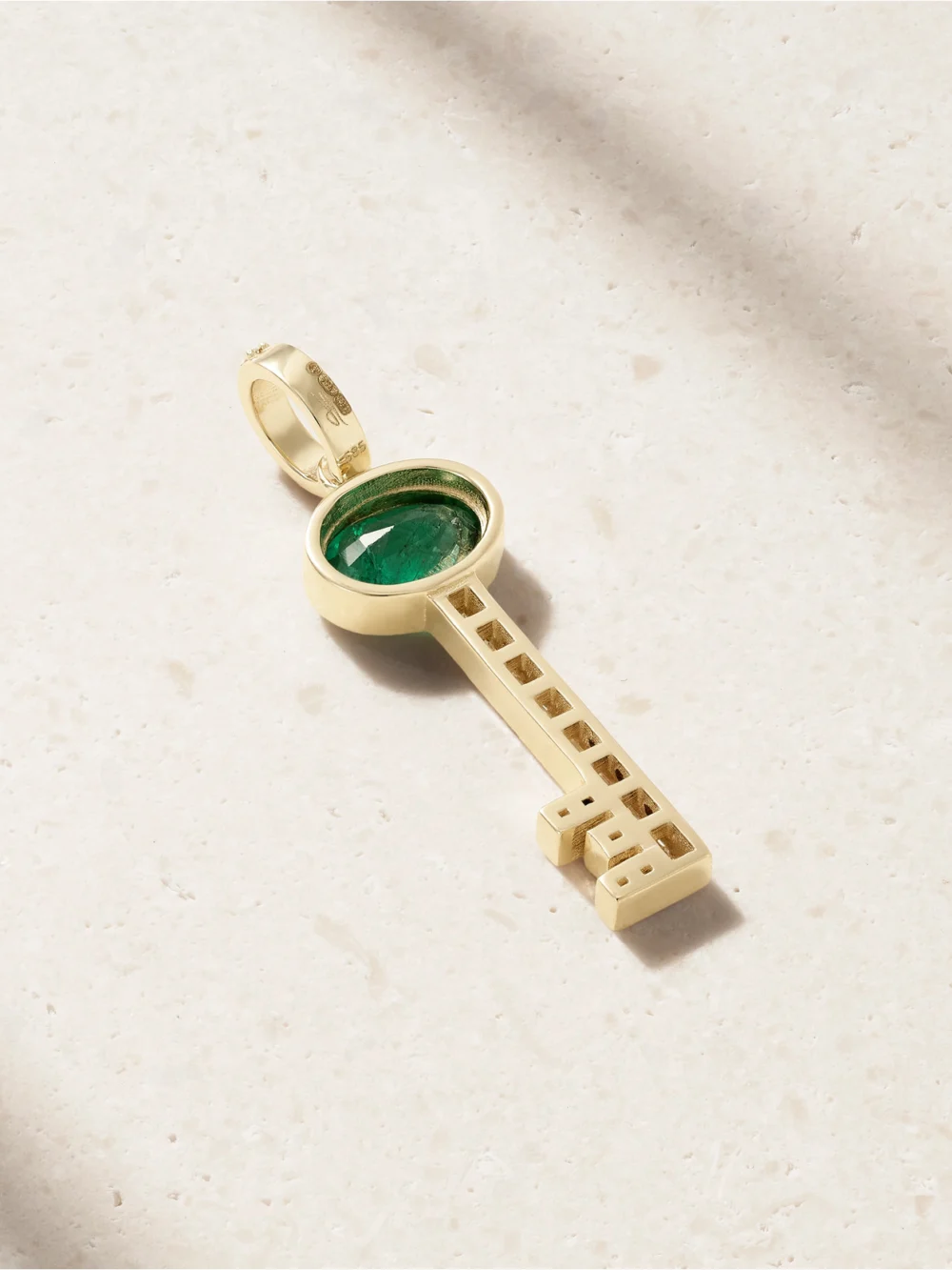 Back view of the Jacquie Aiche 14-karat Gold, Emerald and Diamond Pendant