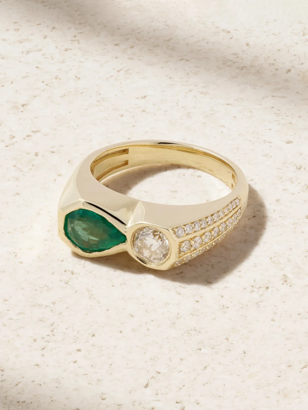 Jacquie Aiche 14-karat Gold, Emerald and Diamond Ring in green