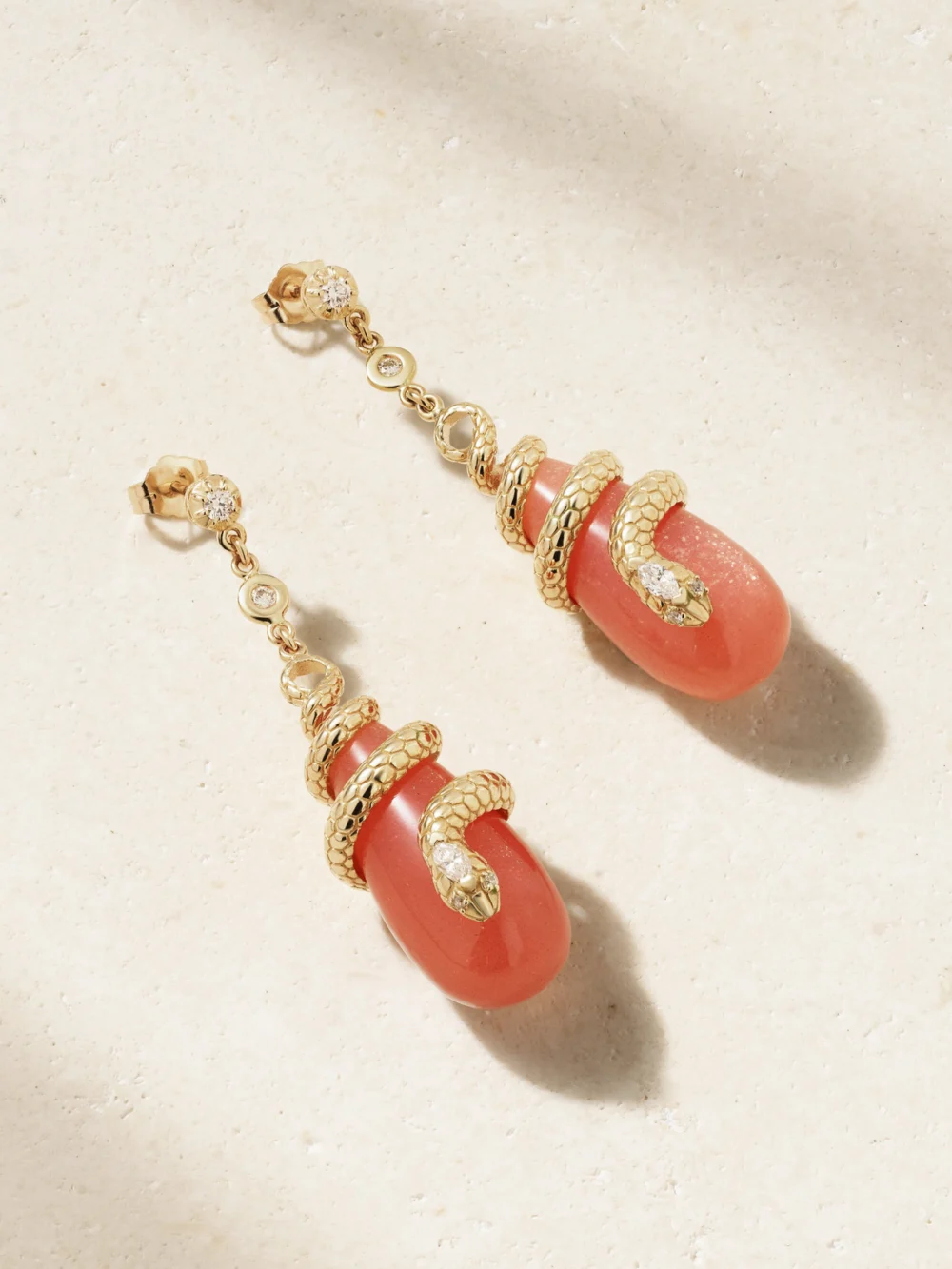Jacquie Aiche 14-karat Gold, Moonstone and Diamond Earrings