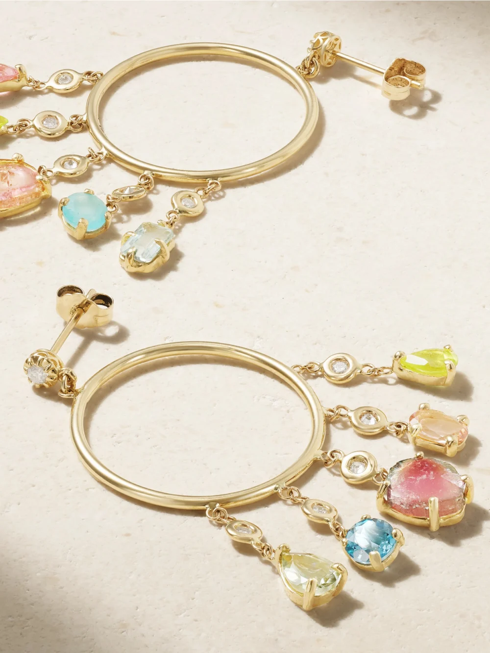 Back view of the Jacquie Aiche 14-karat Gold Multi-stone Earrings