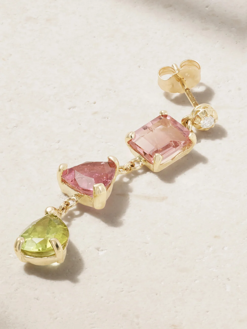 Back view of the Jacquie Aiche 14-karat Gold Multi-stone Single Earring
