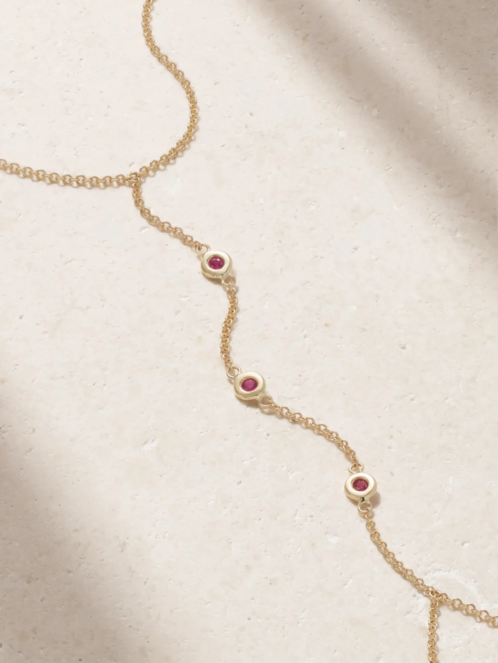 Close-up detail of the Jacquie Aiche 14-karat Gold Sapphire Bracelet