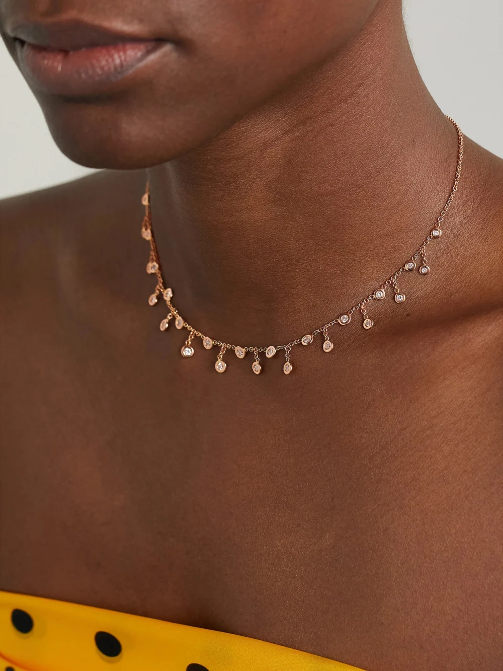 Jacquie Aiche 14-karat Rose Gold Diamond Necklace, styled view
