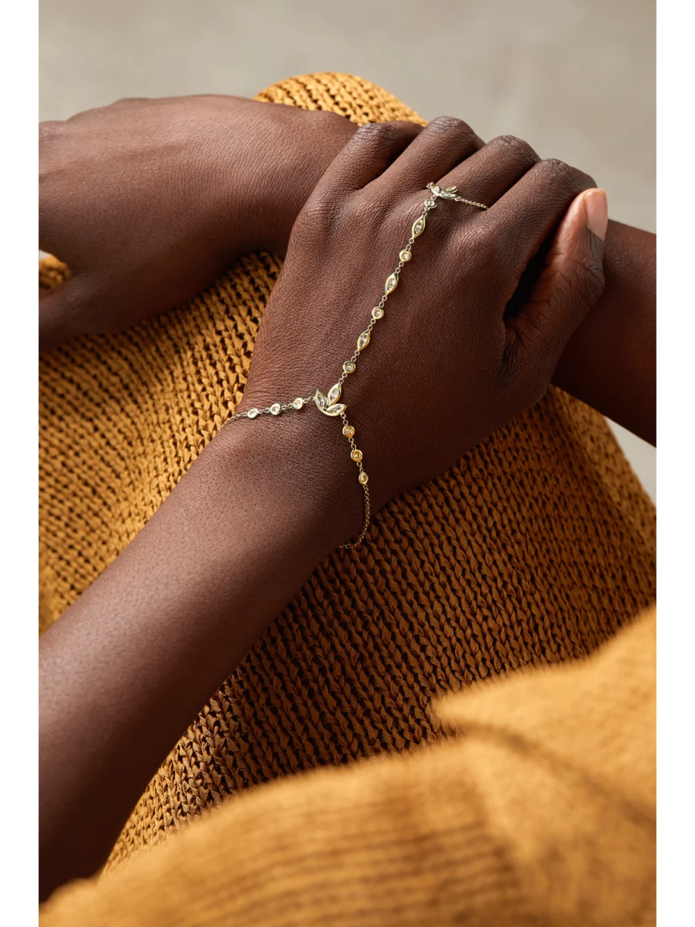 Jacquie Aiche Blossom 14-karat Gold Diamond Bracelet, styled view