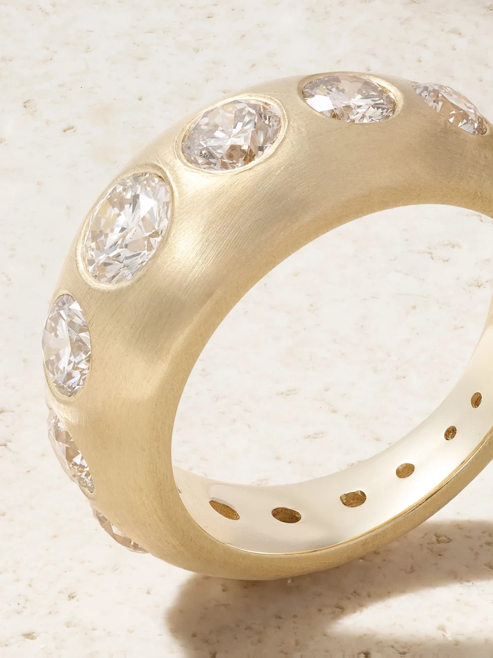 Close-up detail of the Jacquie Aiche Dome 14-karat Gold Diamond Ring