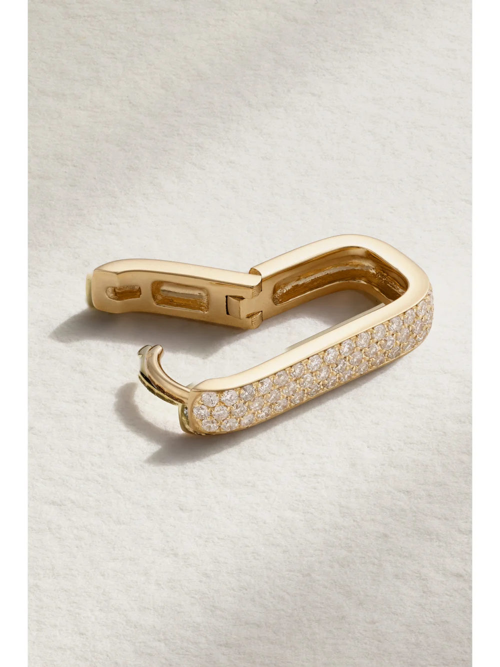 Back view of the Jacquie Aiche Mini 14-karat Gold Diamond Single Hoop Earring
