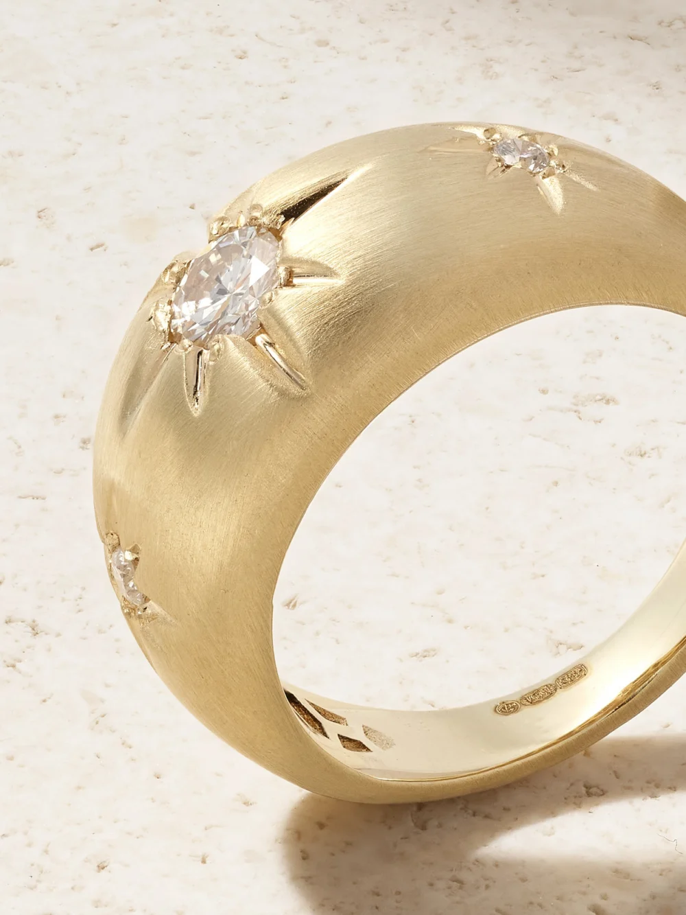 Close-up detail of the Jacquie Aiche Starburst 14-karat Gold Diamond Ring