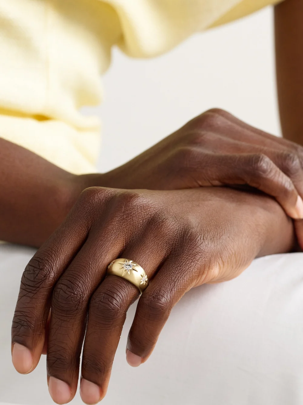 Jacquie Aiche Starburst 14-karat Gold Diamond Ring, styled view