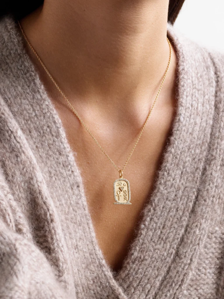 Jacquie Aiche Trillion Cartouche 14-karat Gold Diamond Necklace