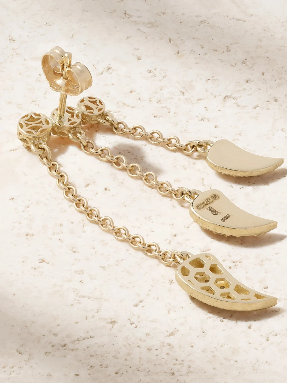 Back view of the Jacquie Aiche Triple Sophia 14-karat Gold Diamond Single Earring