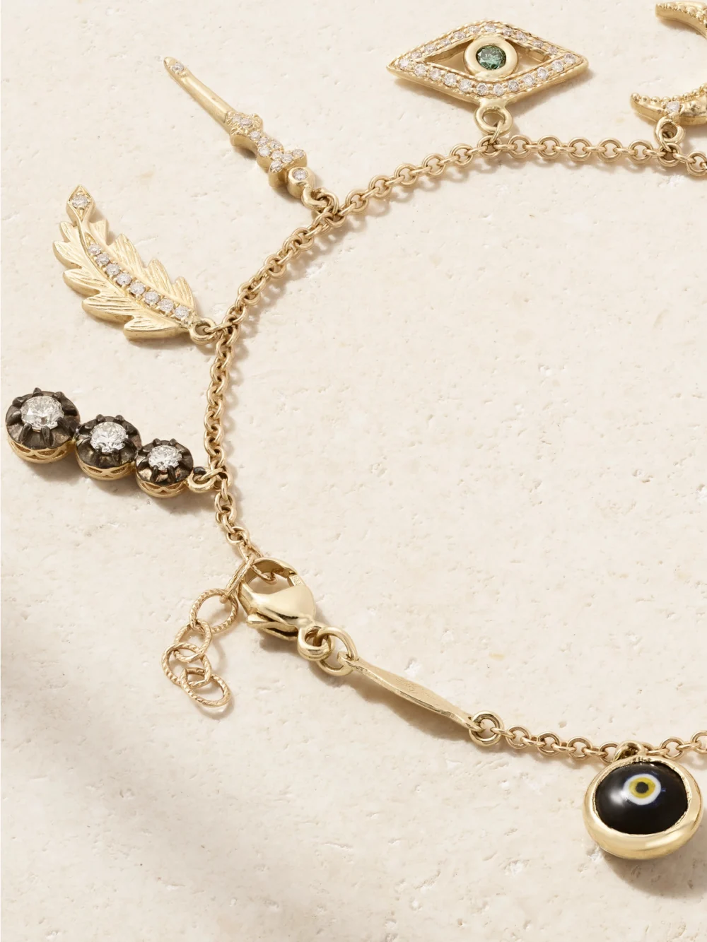 Back view of the Jacquie Aiche Wild Child 14-karat Gold and Enamel Multi-stone Bracelet