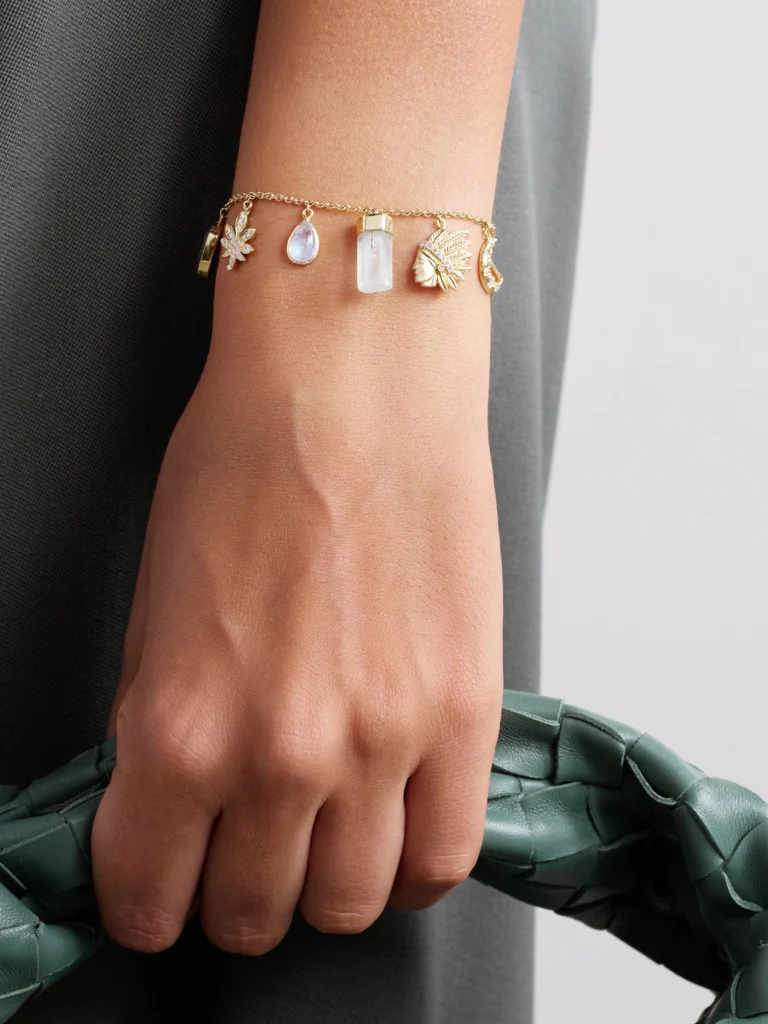 Jacquie Aiche Wild Child 14-karat Gold and Enamel Multi-stone Bracelet
