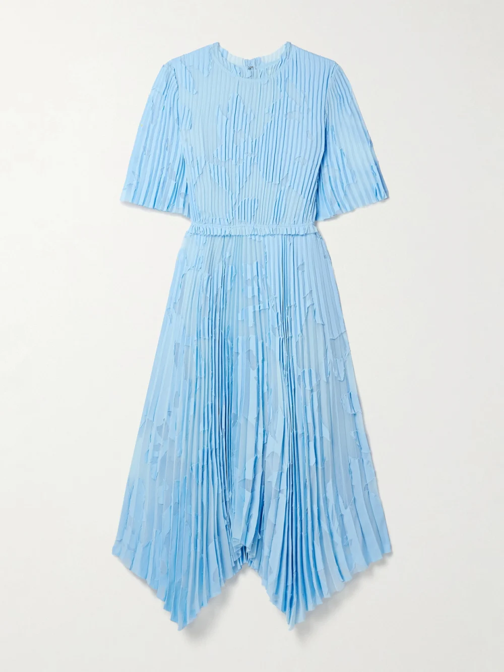 Jason Wu Collection Asymmetric Ruffled Pleated Devoré-chiffon Midi Dress in blue