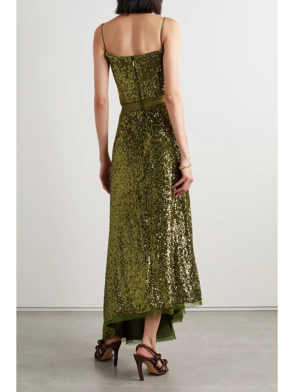 Back view of the Jason Wu Collection Asymmetric Sequined Chiffon Maxi Dress