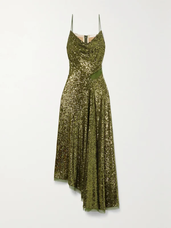Jason Wu Collection Asymmetric Sequined Chiffon Maxi Dress