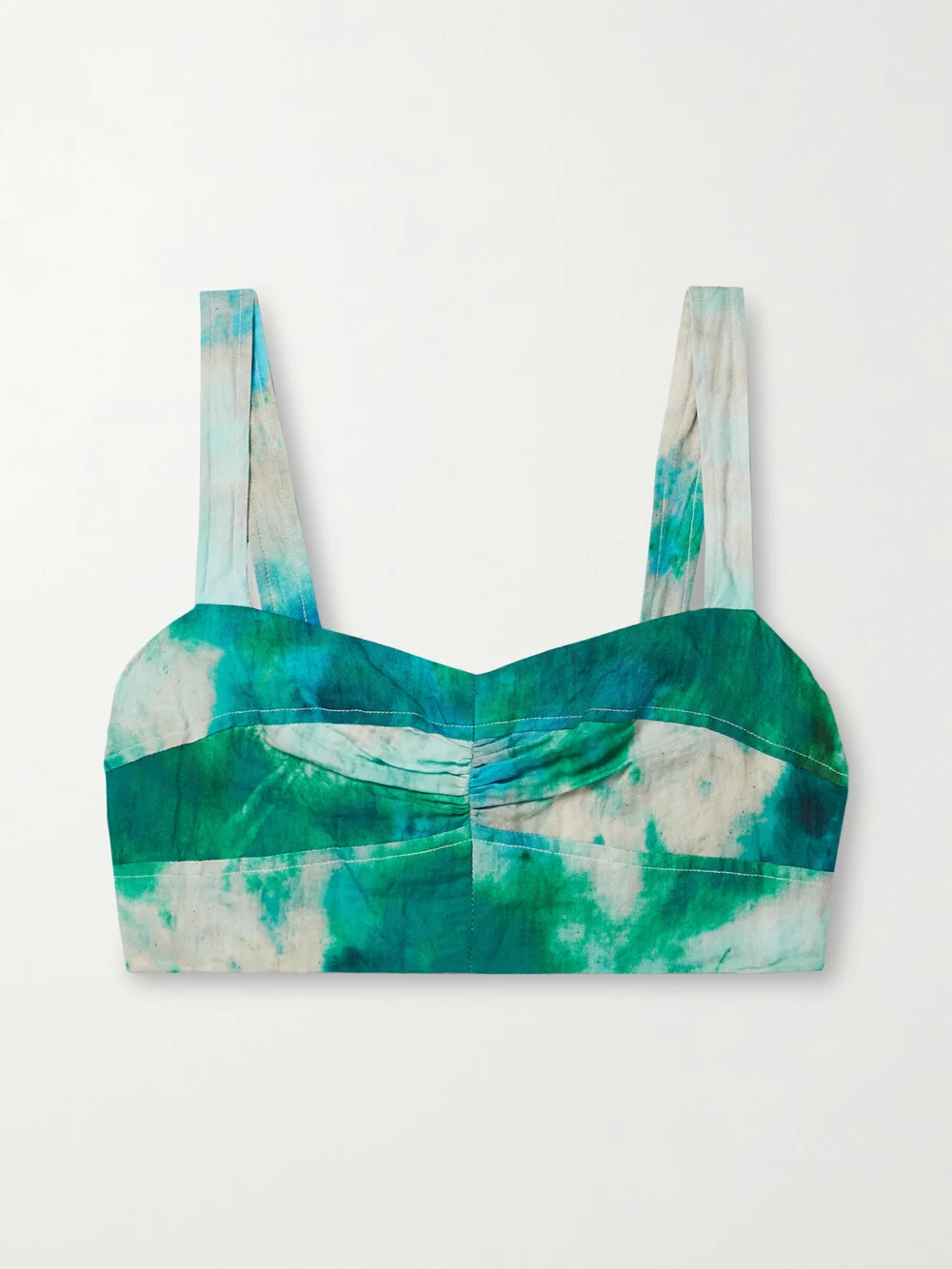 Jason Wu Collection Cropped Printed Crinkled Cotton-blend Top in blue