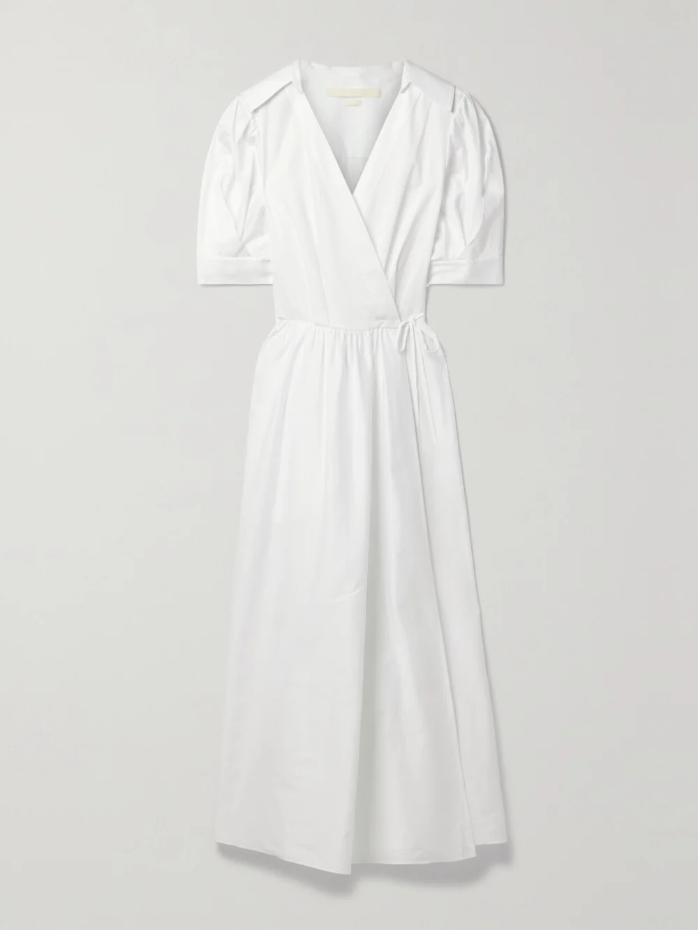 Jason Wu Collection Gathered Cotton-sateen Midi Wrap Dress in white