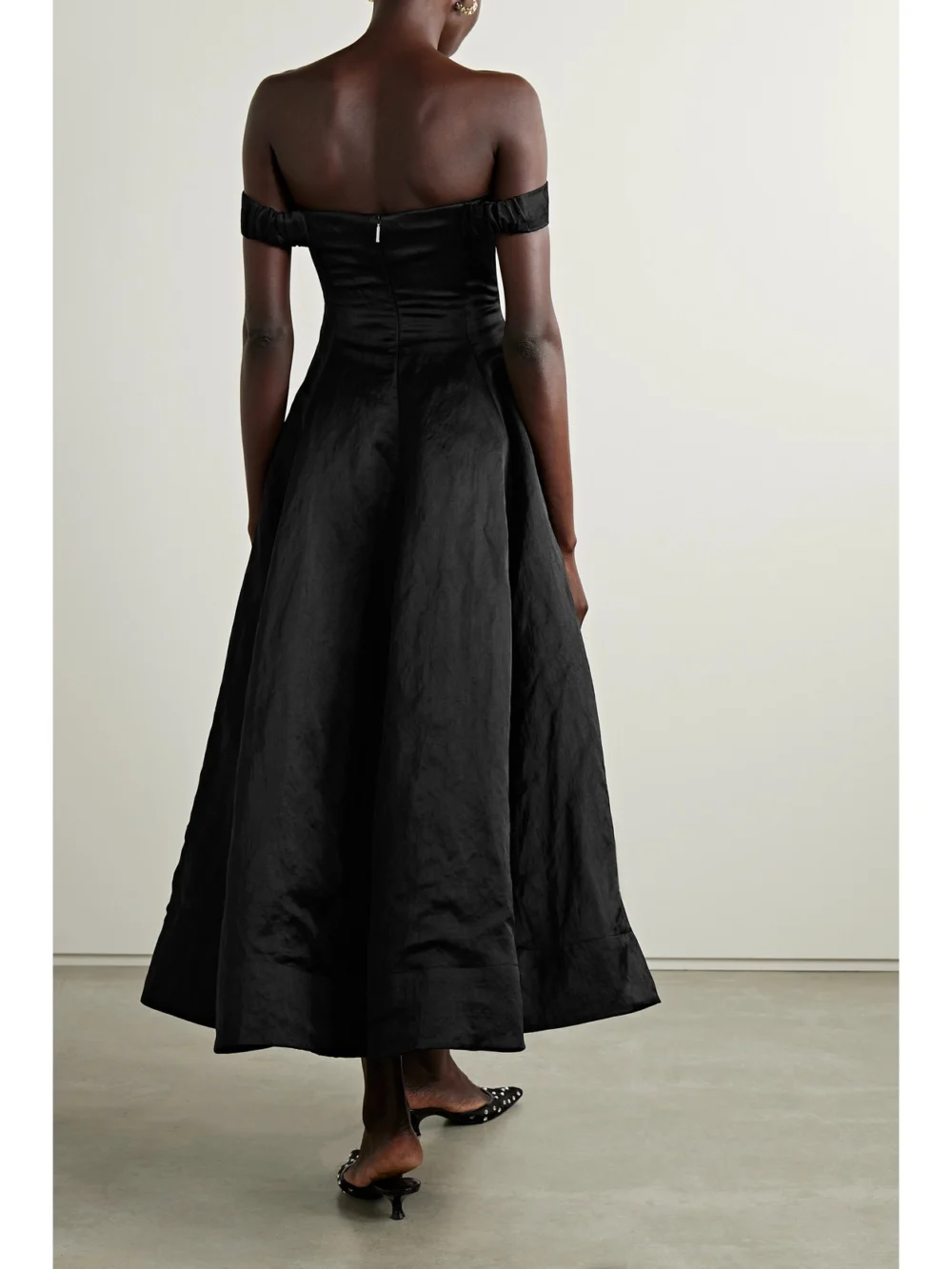 Back view of the Jason Wu Collection Off-the-shoulder Crinkled-sateen Gown