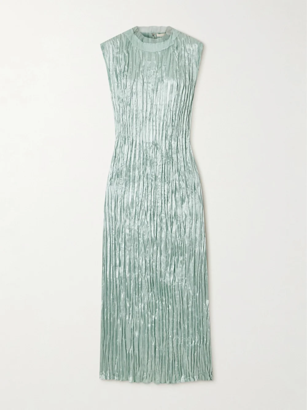 Jason Wu Collection Organza-trimmed Plissé Hammered-satin Midi Dress in light blue