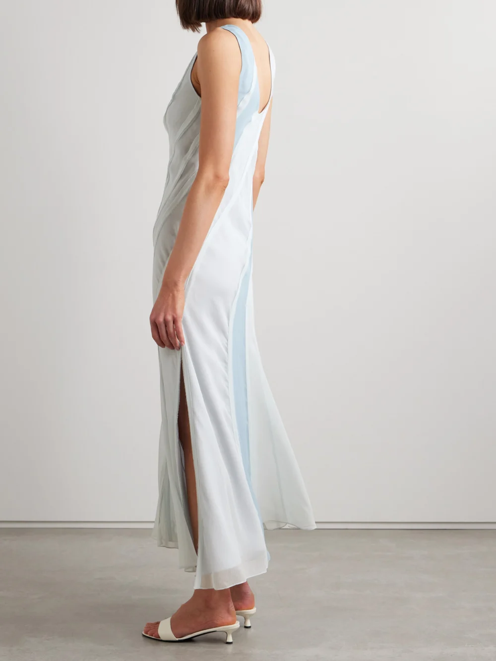 Back view of the Jason Wu Collection Paneled Silk-chiffon Maxi Dress