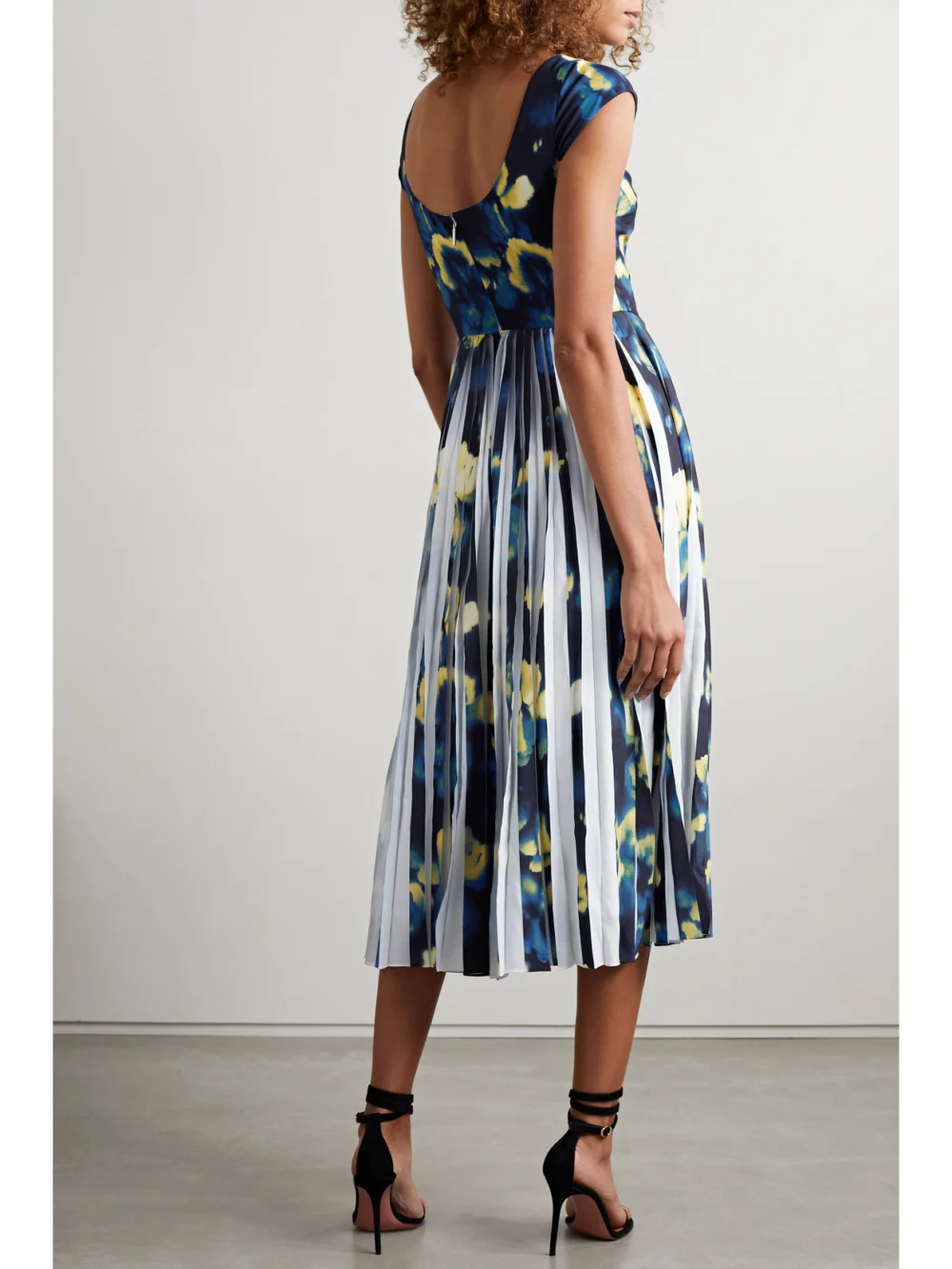 Back view of the Jason Wu Collection Pleated Printed Crepe Midi Dress