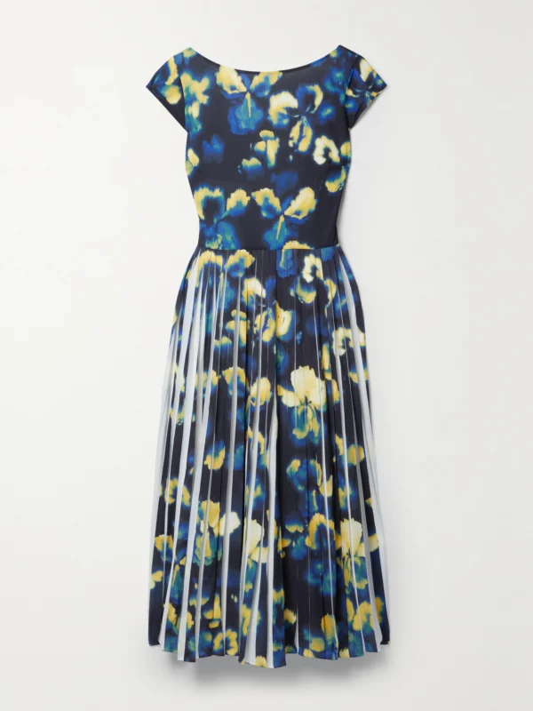Jason Wu Collection Pleated Printed Crepe Midi Dress
