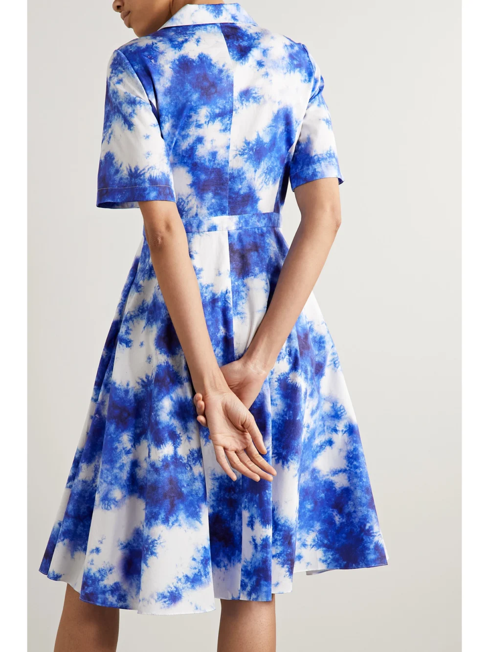 Back view of the Jason Wu Collection Pleated Tie-dyed Cotton Midi Shirt Dress