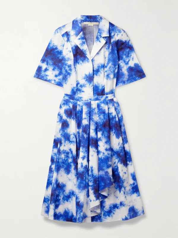Jason Wu Collection Pleated Tie-dyed Cotton Midi Shirt Dress