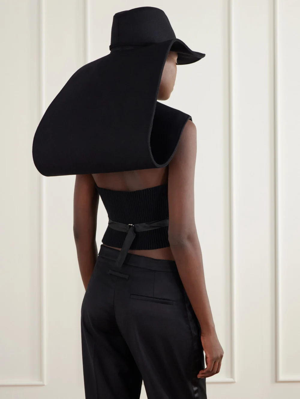 Back view of the Jean Paul Gaultier Cowboy Hat-detailed Wool-felt Vest