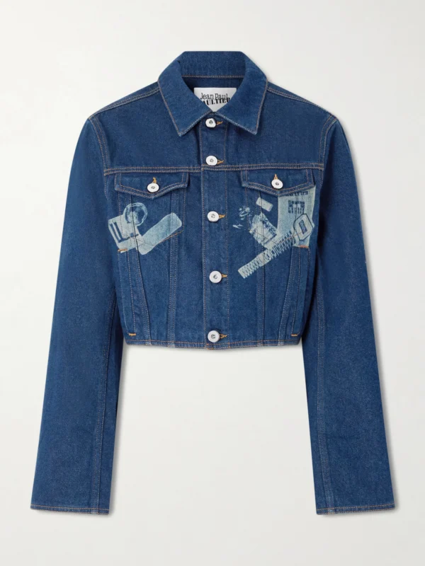 Jean Paul Gaultier Cropped Printed Denim Jacket