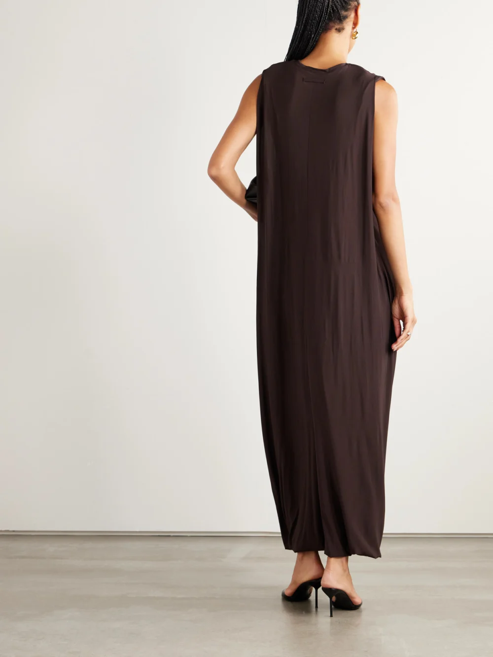 Back view of the Jean Paul Gaultier Draped Stretch-satin Maxi Dress