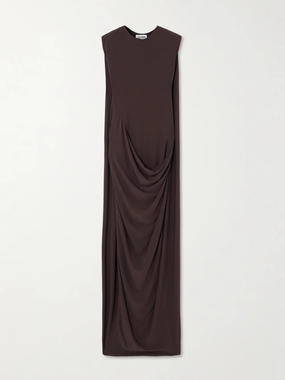 Jean Paul Gaultier Draped Stretch-satin Maxi Dress in brown