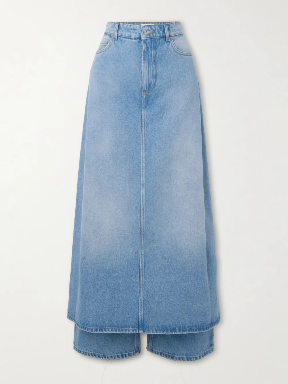 Jean Paul Gaultier Layered High-rise Wide-leg Jeans in light blue