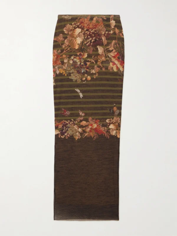 Jean Paul Gaultier Marinière Grape Printed Mesh Skirt