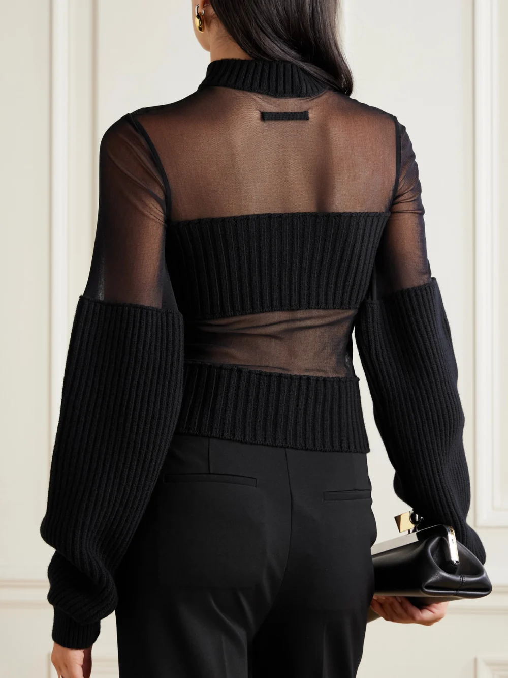 Back view of the Jean Paul Gaultier Mesh and Ribbed Wool Sweater