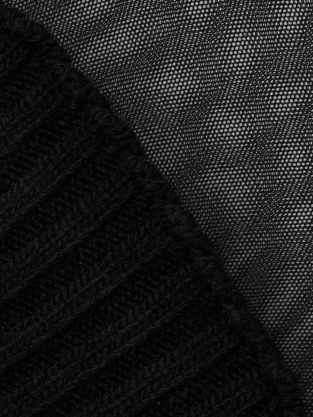 Close-up detail of the Jean Paul Gaultier Mesh and Ribbed Wool Sweater