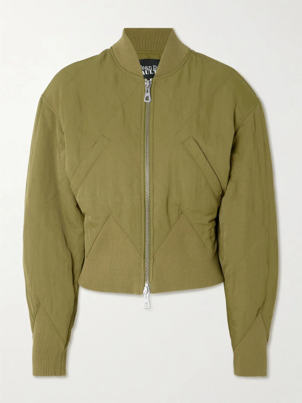 Jean Paul Gaultier Paneled Quilted Recycled-shell Bomber Jacket in army green