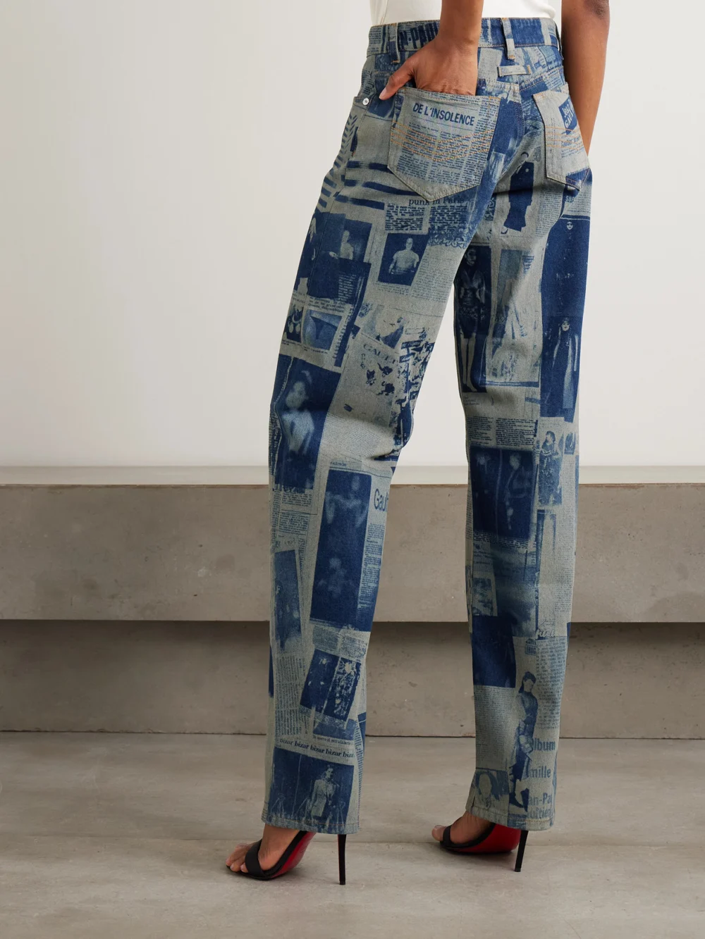 Back view of the Jean Paul Gaultier Printed High-rise Straight-leg Jeans
