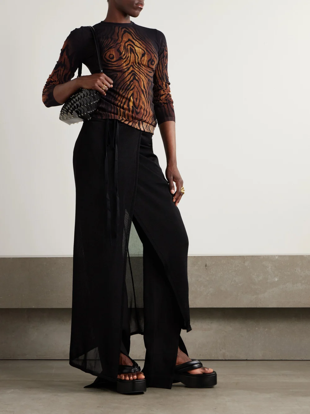 Jean Paul Gaultier Printed Mesh T-shirt, worn by a model
