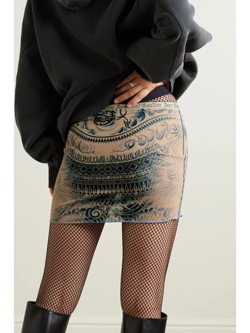 Back view of the Jean Paul Gaultier Printed Stretch-jersey Mini Skirt