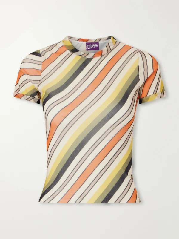 Jean Paul Gaultier Retro Stripe Printed Mesh Top